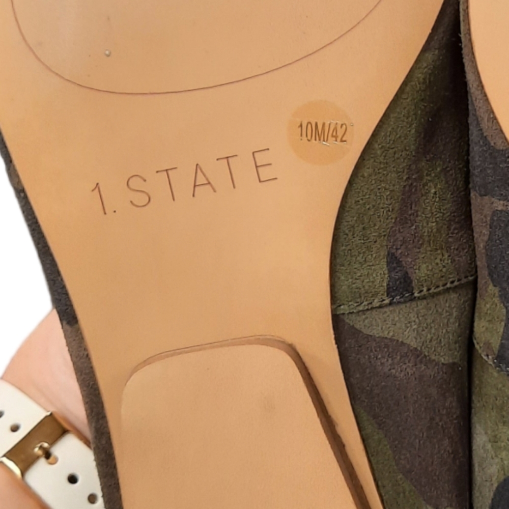 1 State Bennie Camo Skimmer Flats Slip On Shoes Suede Leather Green 10 NEW - Picture 8 of 8